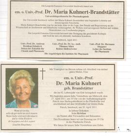Sterbebild Dr. Maria Kuhnert-Brandstätter