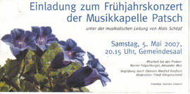 Musikkapelle Patsch, Einladung zum Frühjahrskonzert, Auflistung der aktiven Musikanten; Programm
