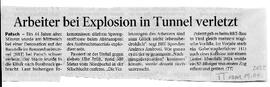 Arbeiter bei Explosion in Tunnel verletzt