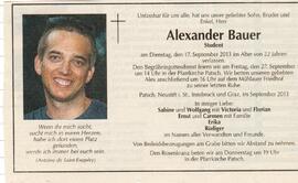Todesanzeige Alexander Bauer