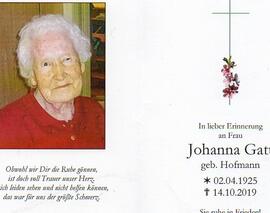 Gatt Johanna geb. Hofmann, 02.04.1925 - 14.10.2009