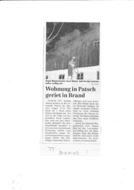 Feuerwehr Patsch, Wohnung in Patsch geriet in Brand; 2 Artikel
