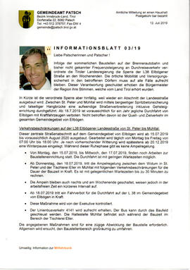 Informationsblatt des Bürgermeisters; Nr.03/19