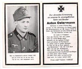 Sterbebild Anton Ostermann, gefallen am 30.08.1942