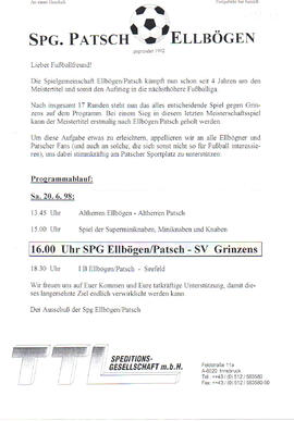 SPG Patsch/Ellbögen, Einladung zum Meisterspiel