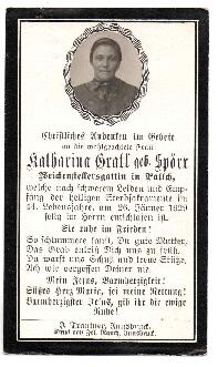 Sterbebild Katharina Gratl