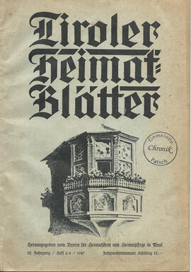 Zeitschrift Tiroler Heimatblätter, Heft 3/4 1947