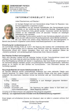 Informationsblatt der Gemeinde 04/11