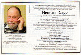 Hermann Gapp, 07.01.1952 - 28.02.2015
