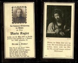 Sterbebild von Maria Kogler, 12.Mai 1878 - 01.11.1929