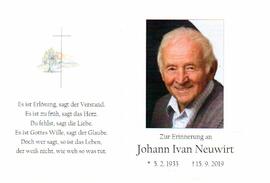 Johann Ivan Neuwirt, 5.2.1933 - 15.09.2019