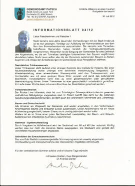 Gemeindeamt, Informationsblatt 04/12
