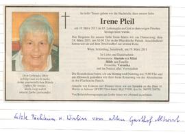 Todesanzeige Irene Pleil