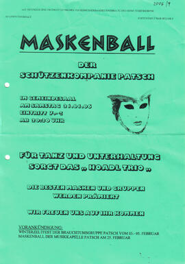 Maskenball der Schützenkompanie im Gemeindesaal