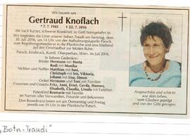 Todesanzeige Gertraud Knoflach