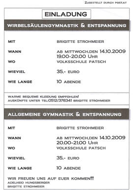 Wirbelsäulengymnastik &amp; Entspannung; Einladung zu 2 Kursen, organisiert von Adelheid Hungsber...