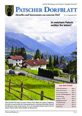 Patscher Dorfblatt, Aktuelles und Interessantes aus unserem Dorf; Nr. 03 / September 2014