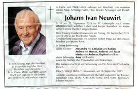 Johann Ivan Neuwirt, 5.2.1933 - 15.09.2019