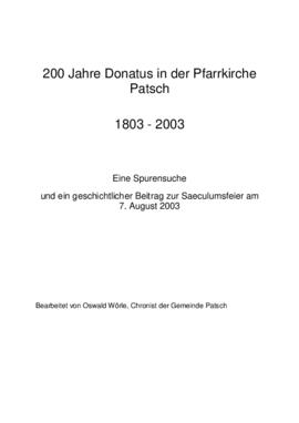 200 Jahre Donatus in der Pfarrkirche Patsch 1803 - 2003