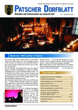 Patscher Dorfblatt Nr.4 vom 01.12. 2020, 12 Seiten