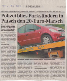 Polizei blies Parksündern in Patsch den 20-Euro-Marsch; Parkplatznot im Dorf