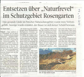 Entsetzen über "Naturfrevel" im Schutzgebiet Rosengarten. siehe auch