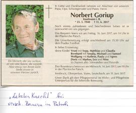 Todesanzeige Norbert Goriup