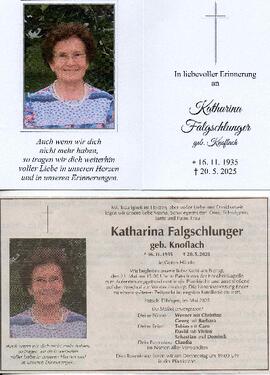 Sterbebild Katharina Falgschlunger geb. Knoflach