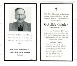 Sterbebild Gottlieb Geisler