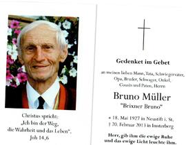Sterbebild Bruno Müller