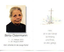 Sterbebild Berta Ostermann, 11.02.1913 - 22.08.2004