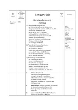 Verzeichnis der Dokumente im Zunftarchiv