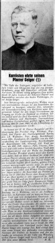 Pfarrer Geiger Ehrung Bauernzeitung 19610629 1