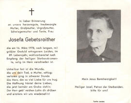 Gebetsroither Josefa geb Oberlungauer