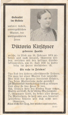 Kirschner Viktoria geb Handle 1874