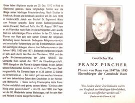 Pircher Franz Pfarrer in Rum 1912-1996 Ried im Oberinntal, Nordtirol
