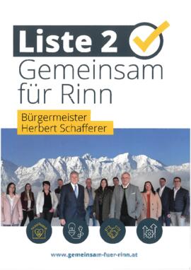 Gemeinderatswahlen 2022 Liste 2  Gemeinsam für Rinn