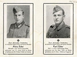 Eder, Alois Obergefr. einer Nachrichtenstaffel und Eder, Karl Gefr. in einem Gebirgsjäger-Regi.