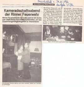 Kameradschaftsabend der Rinner FFW 1986