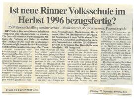 Ist neue Volksschule im Herbst 1996 bezugsfertig ?