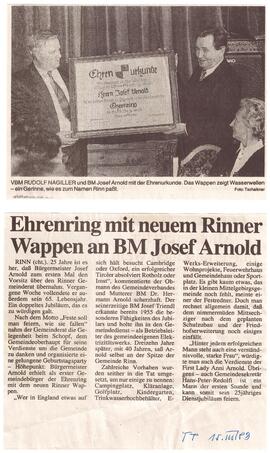 BM Josef Arnold Ehrenringverleihung