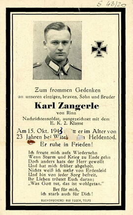 Zangerle, Karl Nachrichtensoldat