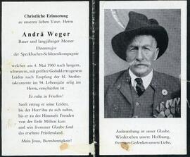 Weger, Andrä Bauer und langjähriger Mesner, Ehrenmajor der Speckbacher-Schützenkompanie