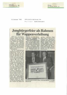 Wappenverleihung im Rahmen der Jungbürgerfeier