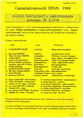 Gemeinderatswahl Rinn 1998