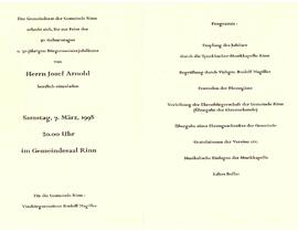 Einladung 70.Geburtstag BM Josef Arnold