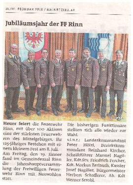 Jubiläumsjahr der FF Rinn