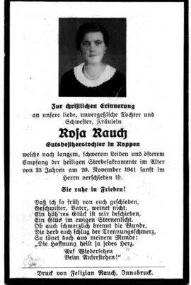 Rauch Rosa, Gutsbesitzerstochter 1908 - 1941