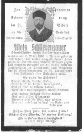 Schlierenzauer Alois Standschütze 1861 - 1916