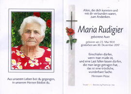 Rudigier Maria geborene Auer, 1931 - 2017
